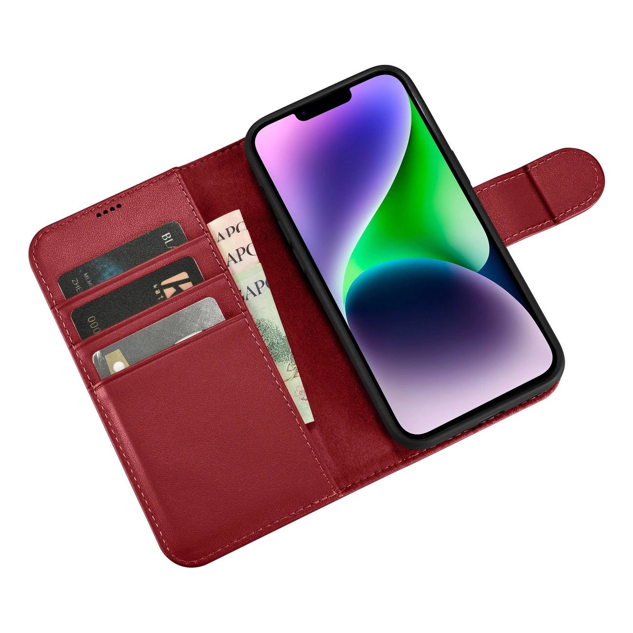 iCarer Wallet Case 2in1 Cover iPhone 14 Plus Anti-RFID Leather Flip Cover Red (WMI14220727-RD)_8