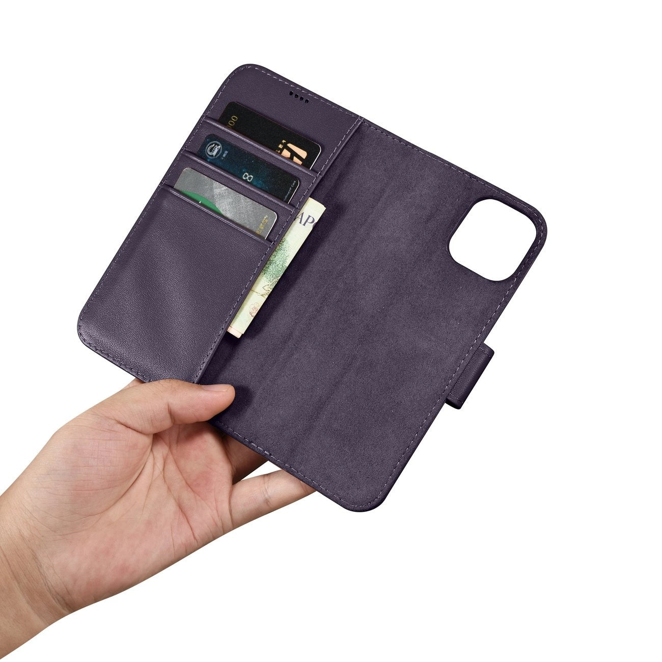iCarer Wallet Case 2in1 Cover iPhone 14 Plus Anti-RFID Leather Flip Case Dark Purple (WMI14220727-DP)_13