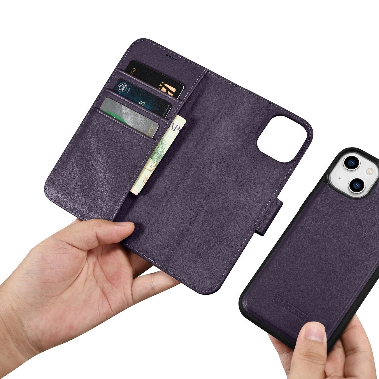 iCarer Wallet Case 2in1 Cover iPhone 14 Plus Anti-RFID Leather Flip Case Dark Purple (WMI14220727-DP)_14