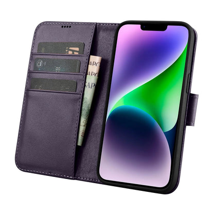 iCarer Wallet Case 2in1 Cover iPhone 14 Plus Anti-RFID Leather Flip Case Dark Purple (WMI14220727-DP)_2