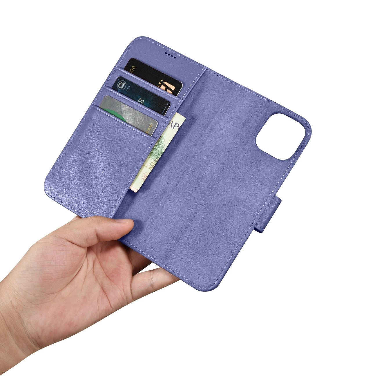 iCarer Wallet Case 2in1 Cover iPhone 14 Plus Anti-RFID Leather Flip Case Light Purple (WMI14220727-LP)_13