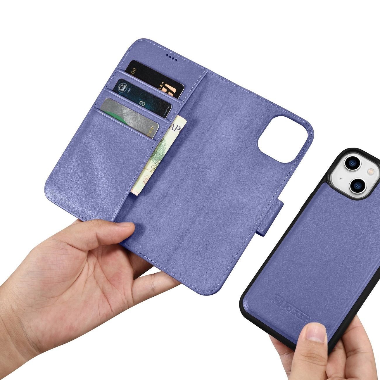 iCarer Wallet Case 2in1 Cover iPhone 14 Plus Anti-RFID Leather Flip Case Light Purple (WMI14220727-LP)_14