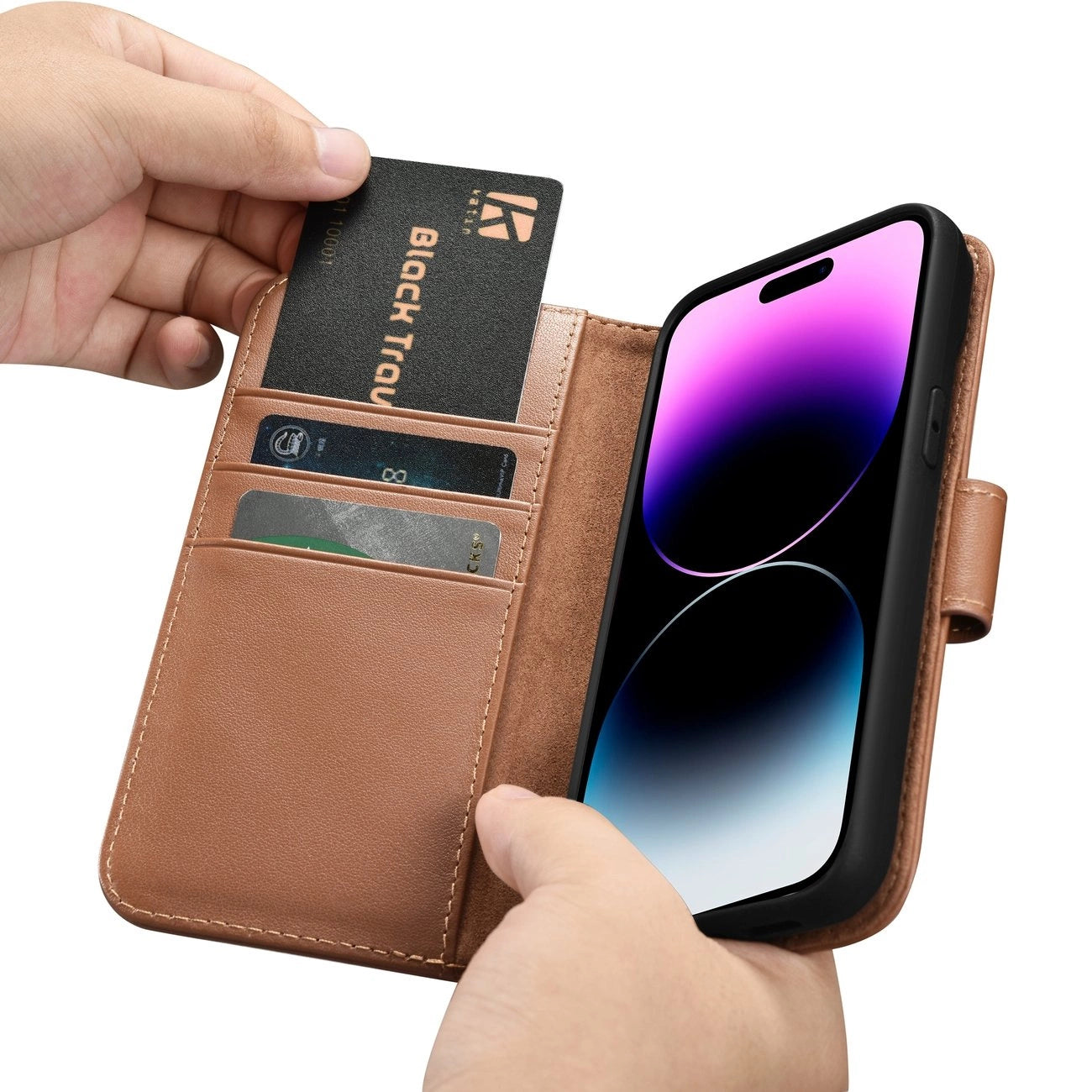 iCarer Wallet Case 2in1 Cover iPhone 14 Pro Max Leather Flip Cover Anti-RFID Brown (WMI14220728-BN)_15