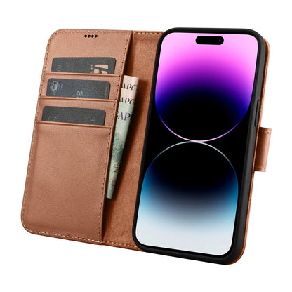 iCarer Wallet Case 2in1 Cover iPhone 14 Pro Max Leather Flip Cover Anti-RFID Brown (WMI14220728-BN)_2