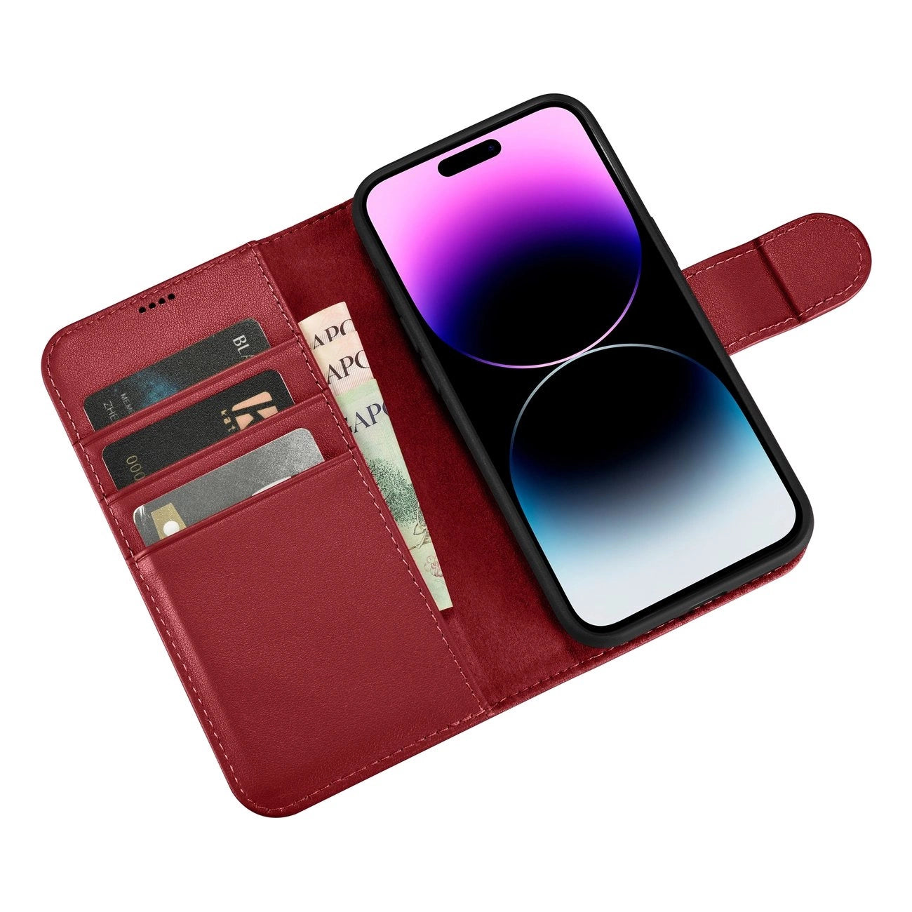 iCarer Wallet Case 2in1 Cover iPhone 14 Pro Max Leather Flip Cover Anti-RFID Red (WMI14220728-RD)_9