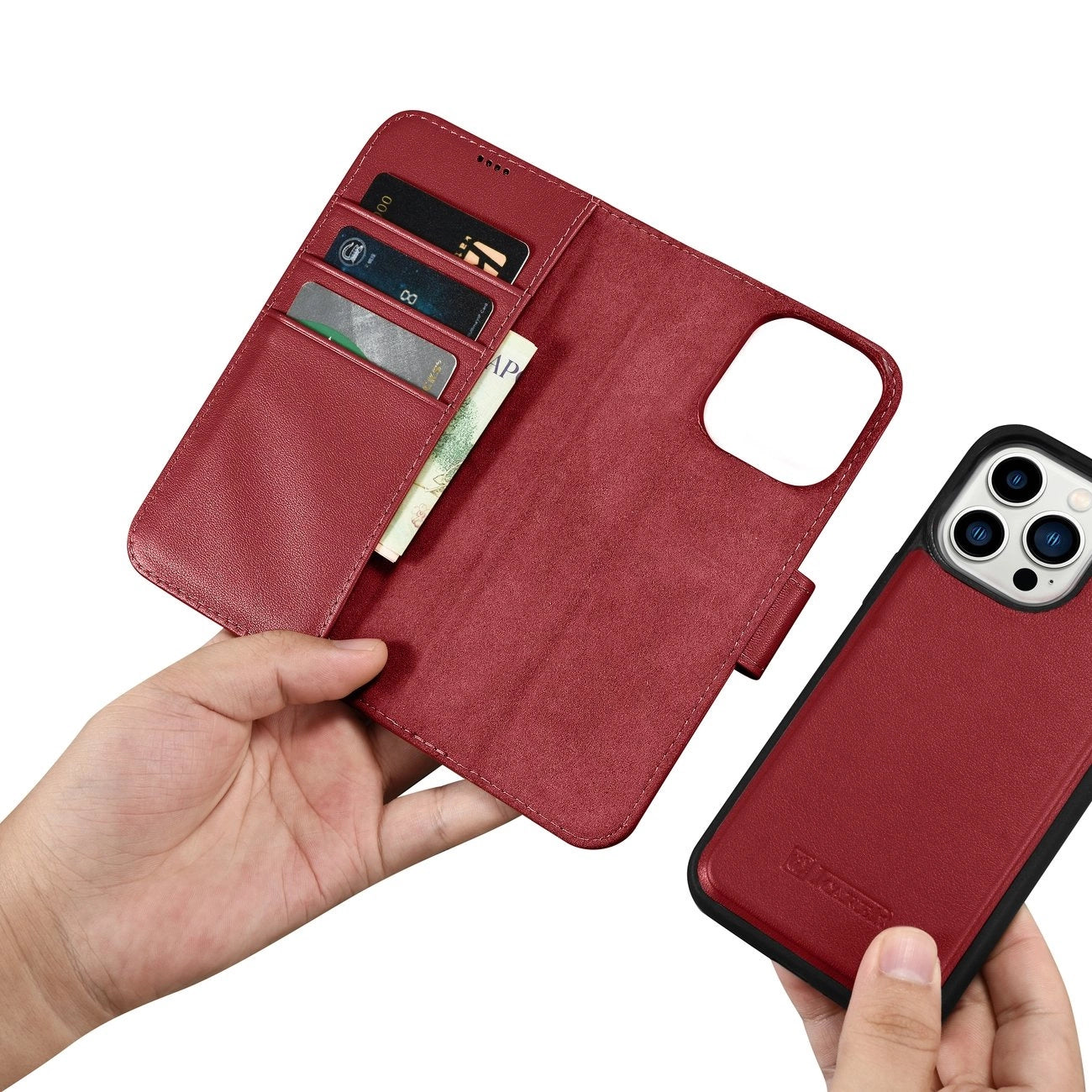 iCarer Wallet Case 2in1 Cover iPhone 14 Pro Max Leather Flip Cover Anti-RFID Red (WMI14220728-RD)_14