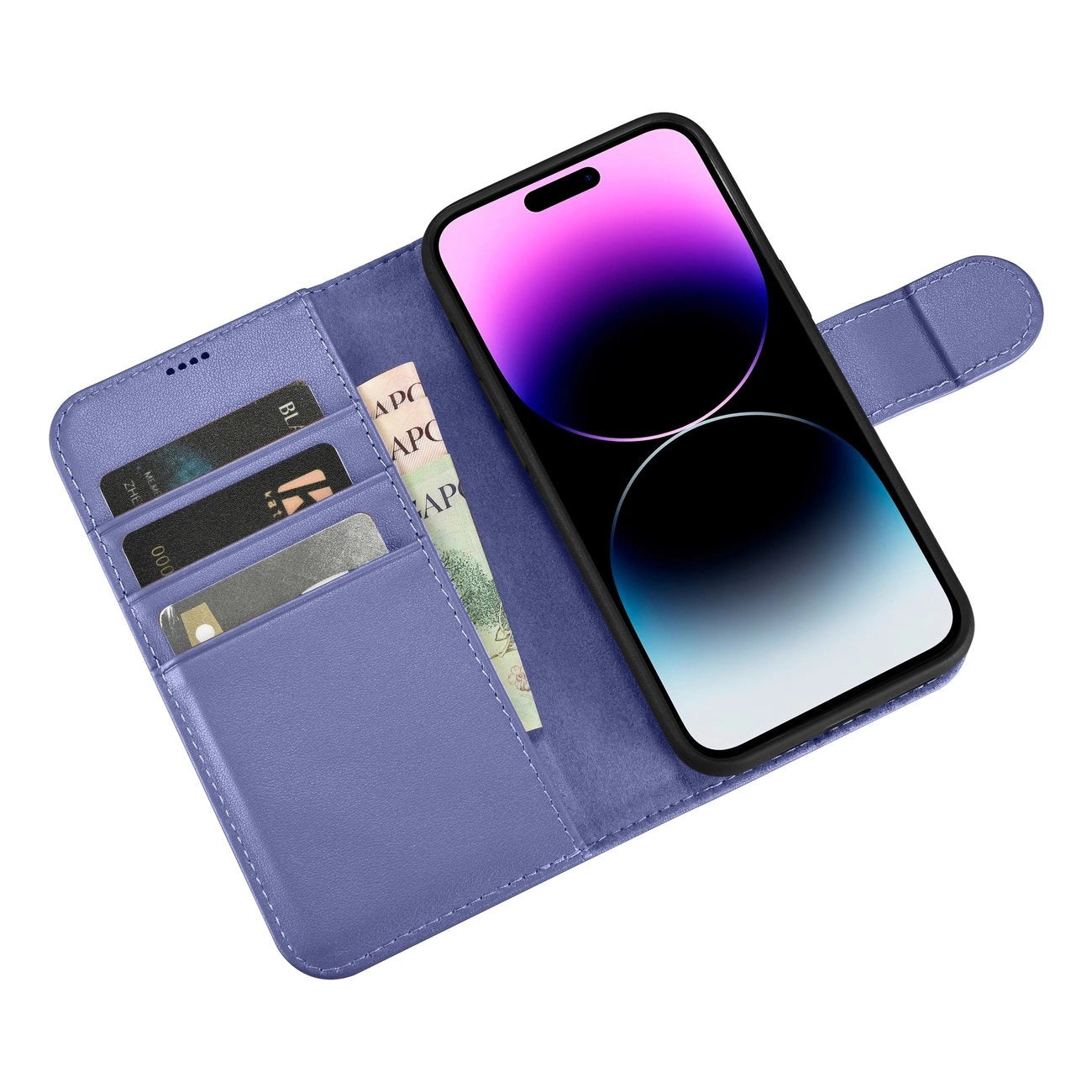iCarer Wallet Case 2in1 Cover iPhone 14 Pro Max Leather Flip Cover Anti-RFID Light Purple (WMI14220728-LP)_9