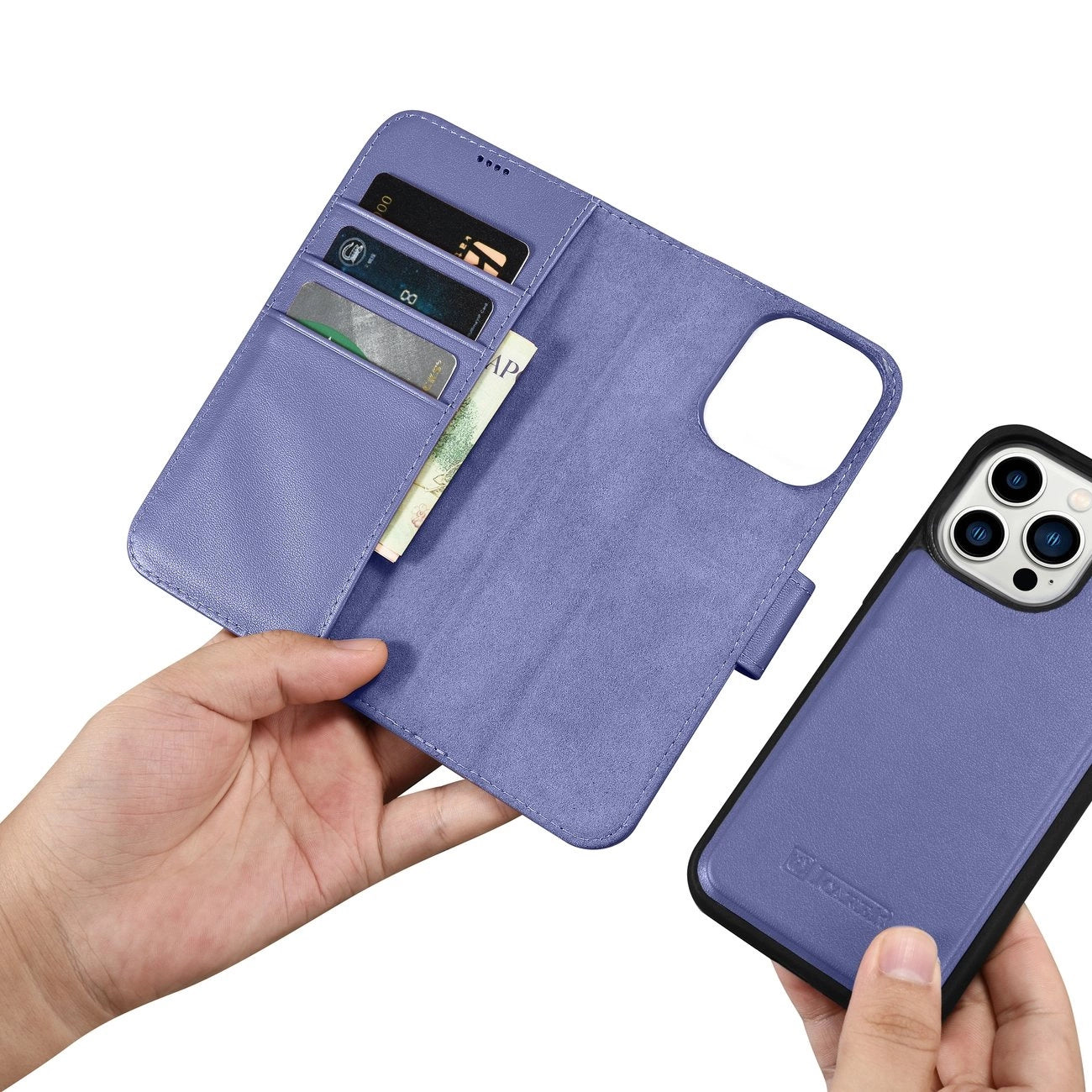 iCarer Wallet Case 2in1 Cover iPhone 14 Pro Max Leather Flip Cover Anti-RFID Light Purple (WMI14220728-LP)_14