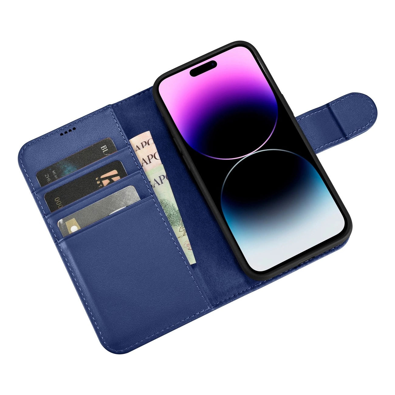 iCarer Wallet Case 2in1 Cover iPhone 14 Pro Max Leather Flip Case Anti-RFID Blue (WMI14220728-BU)_9