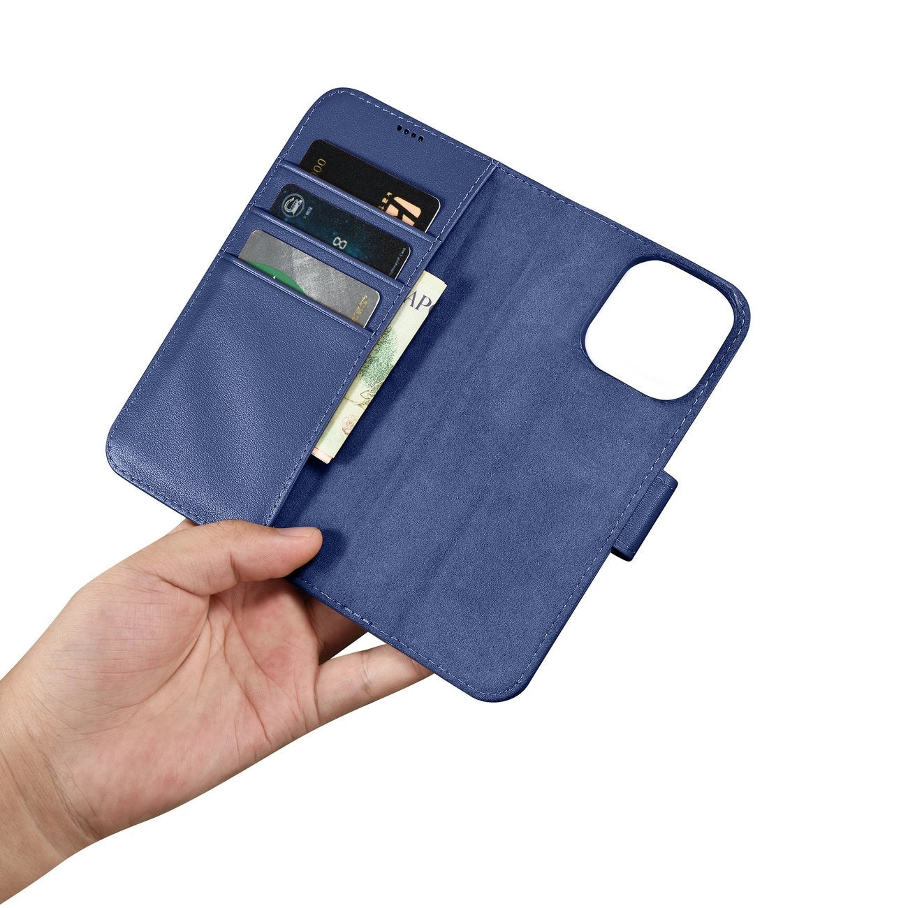 iCarer Wallet Case 2in1 Cover iPhone 14 Pro Max Leather Flip Case Anti-RFID Blue (WMI14220728-BU)_13
