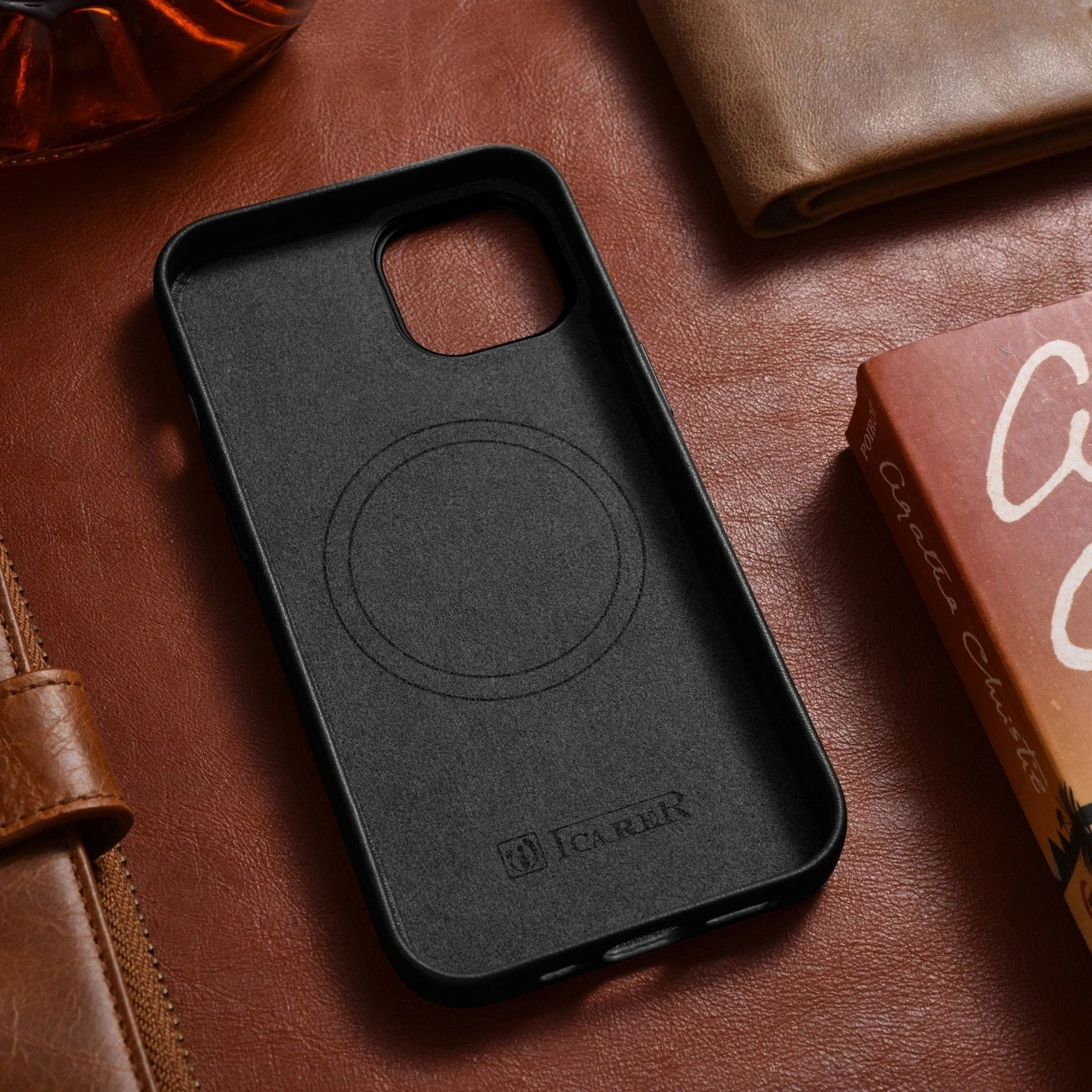 iCarer Case Leather cover for iPhone 14 Plus genuine leather case black (compatible with MagSafe)_13