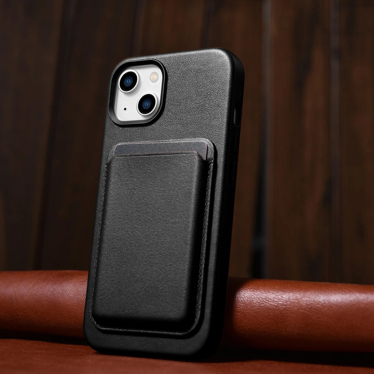 iCarer Case Leather cover for iPhone 14 Plus genuine leather case black (compatible with MagSafe)_14