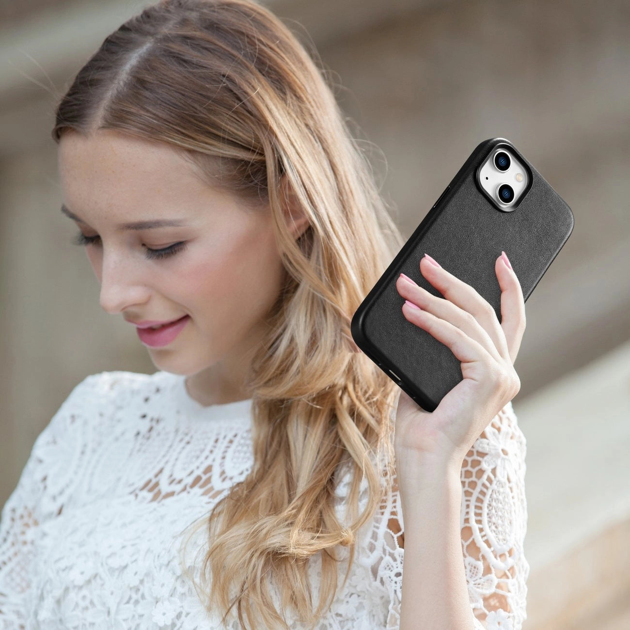 iCarer Case Leather cover for iPhone 14 Plus genuine leather case black (compatible with MagSafe)_21