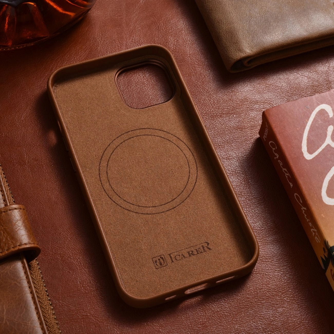 iCarer Case Leather Case Cover for iPhone 14 Plus Brown (MagSafe Compatible)_13