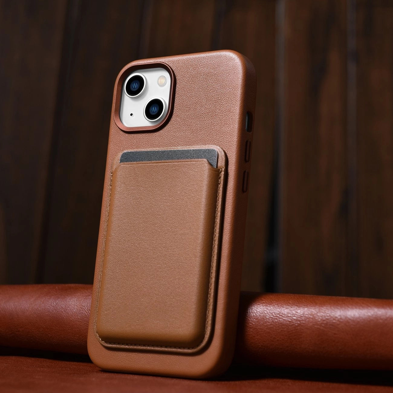 iCarer Case Leather Case Cover for iPhone 14 Plus Brown (MagSafe Compatible)_14