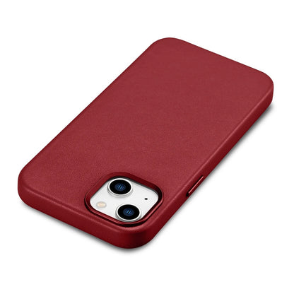 iCarer Case Leather case cover made of natural leather for iPhone 14 Plus red (compatible with MagSafe)_10