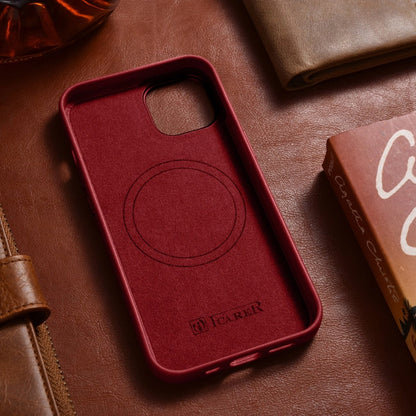 iCarer Case Leather case cover made of natural leather for iPhone 14 Plus red (compatible with MagSafe)_12
