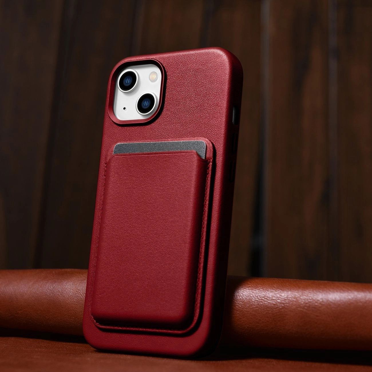 iCarer Case Leather case cover made of natural leather for iPhone 14 Plus red (compatible with MagSafe)_13