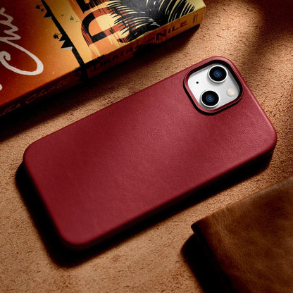 iCarer Case Leather case cover made of natural leather for iPhone 14 Plus red (compatible with MagSafe)_14