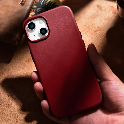 iCarer Case Leather case cover made of natural leather for iPhone 14 Plus red (compatible with MagSafe)_15