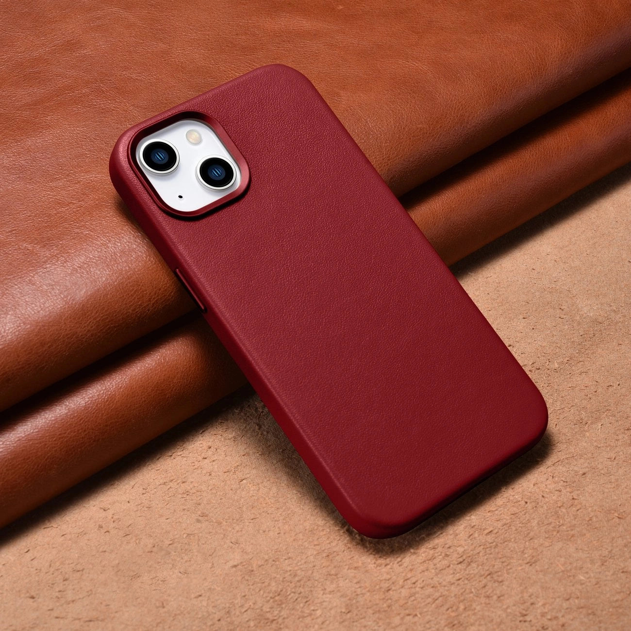 iCarer Case Leather case cover made of natural leather for iPhone 14 Plus red (compatible with MagSafe)_16