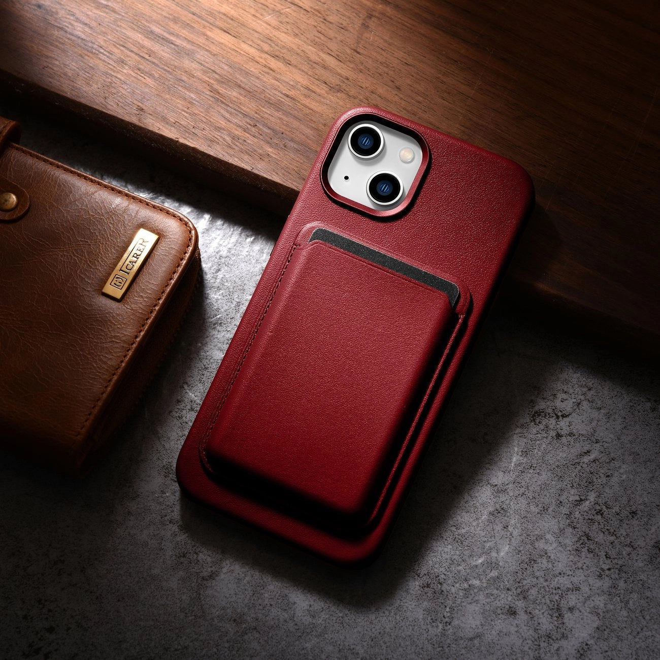 iCarer Case Leather case cover made of natural leather for iPhone 14 Plus red (compatible with MagSafe)_17