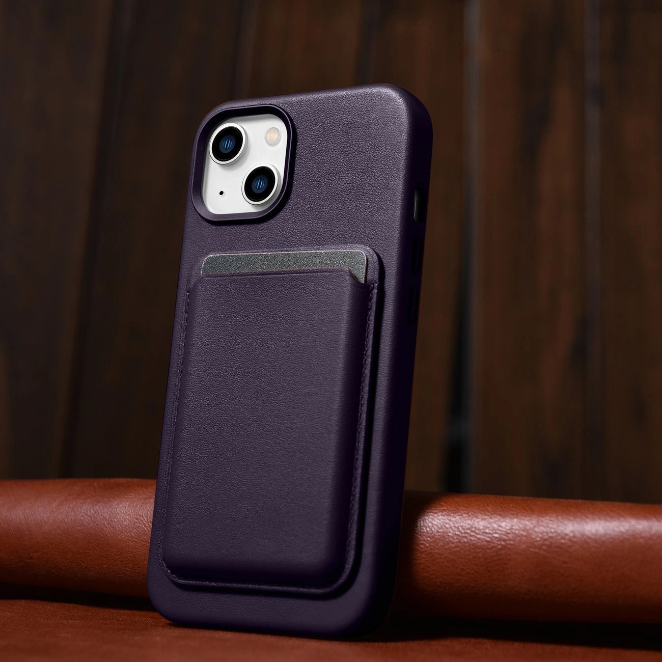 iCarer Case Leather Cover Case for iPhone 14 Plus Dark Purple (MagSafe Compatible)_14