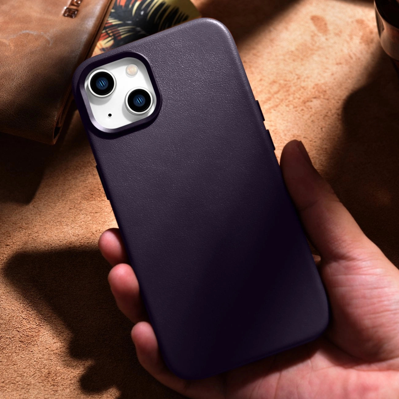 iCarer Case Leather Cover Case for iPhone 14 Plus Dark Purple (MagSafe Compatible)_16