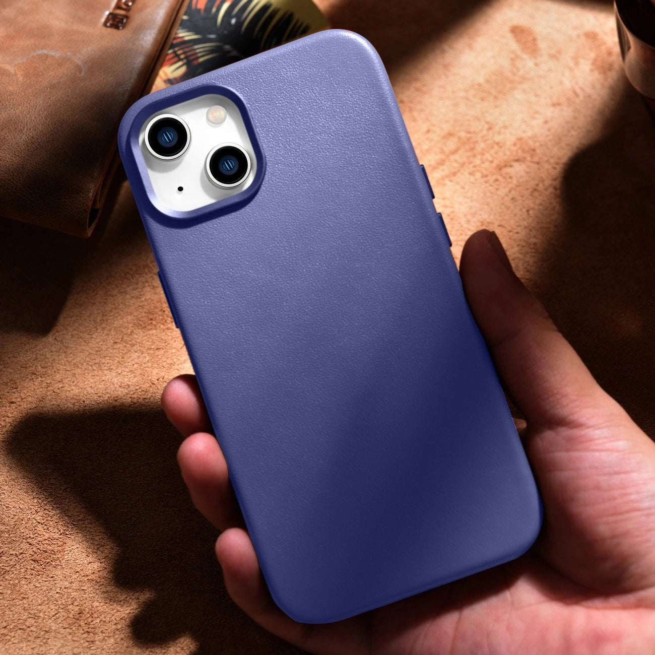 iCarer Case Leather Cover Genuine Leather iPhone 14 Plus Light Purple (MagSafe Compatible)_16