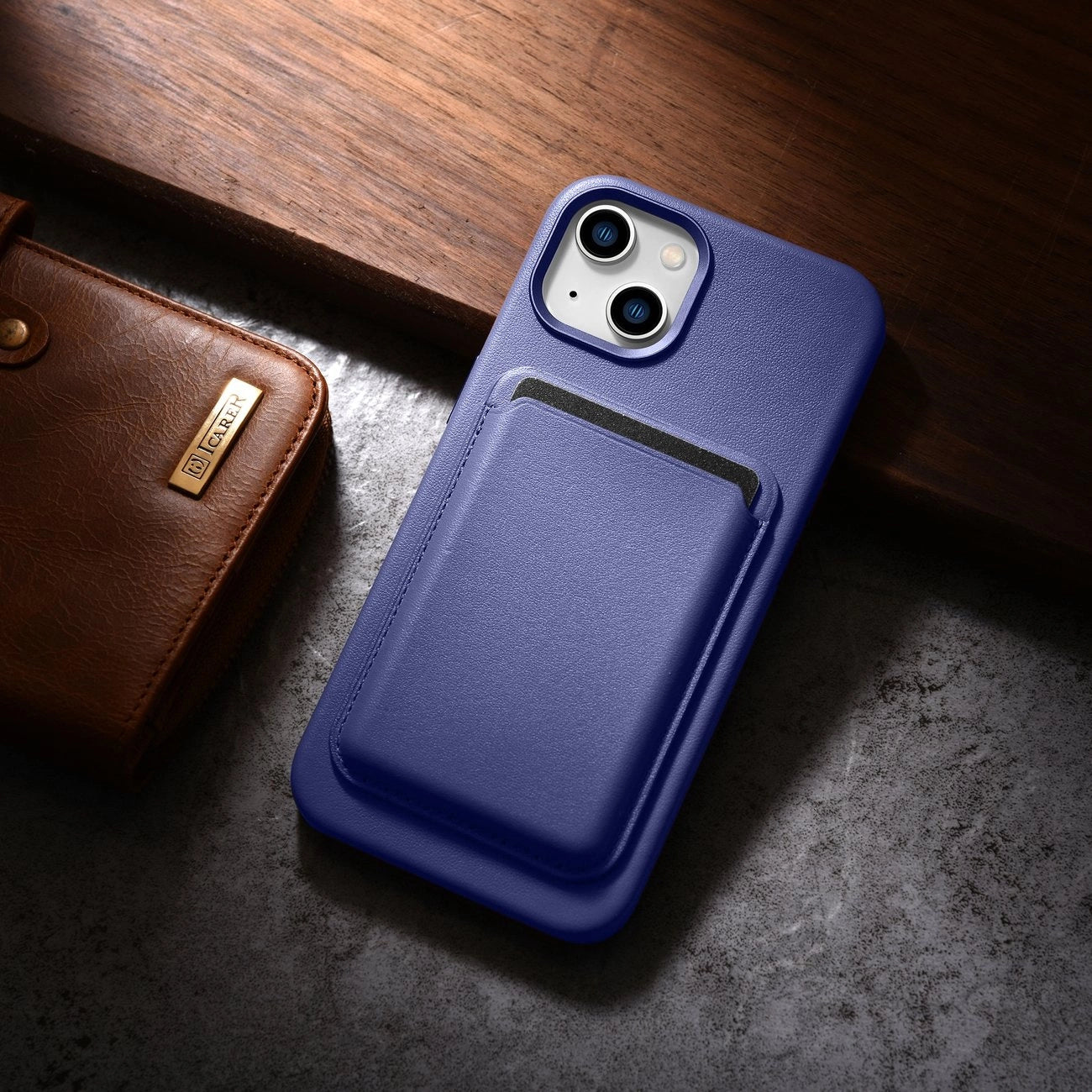 iCarer Case Leather Cover Genuine Leather iPhone 14 Plus Light Purple (MagSafe Compatible)_17