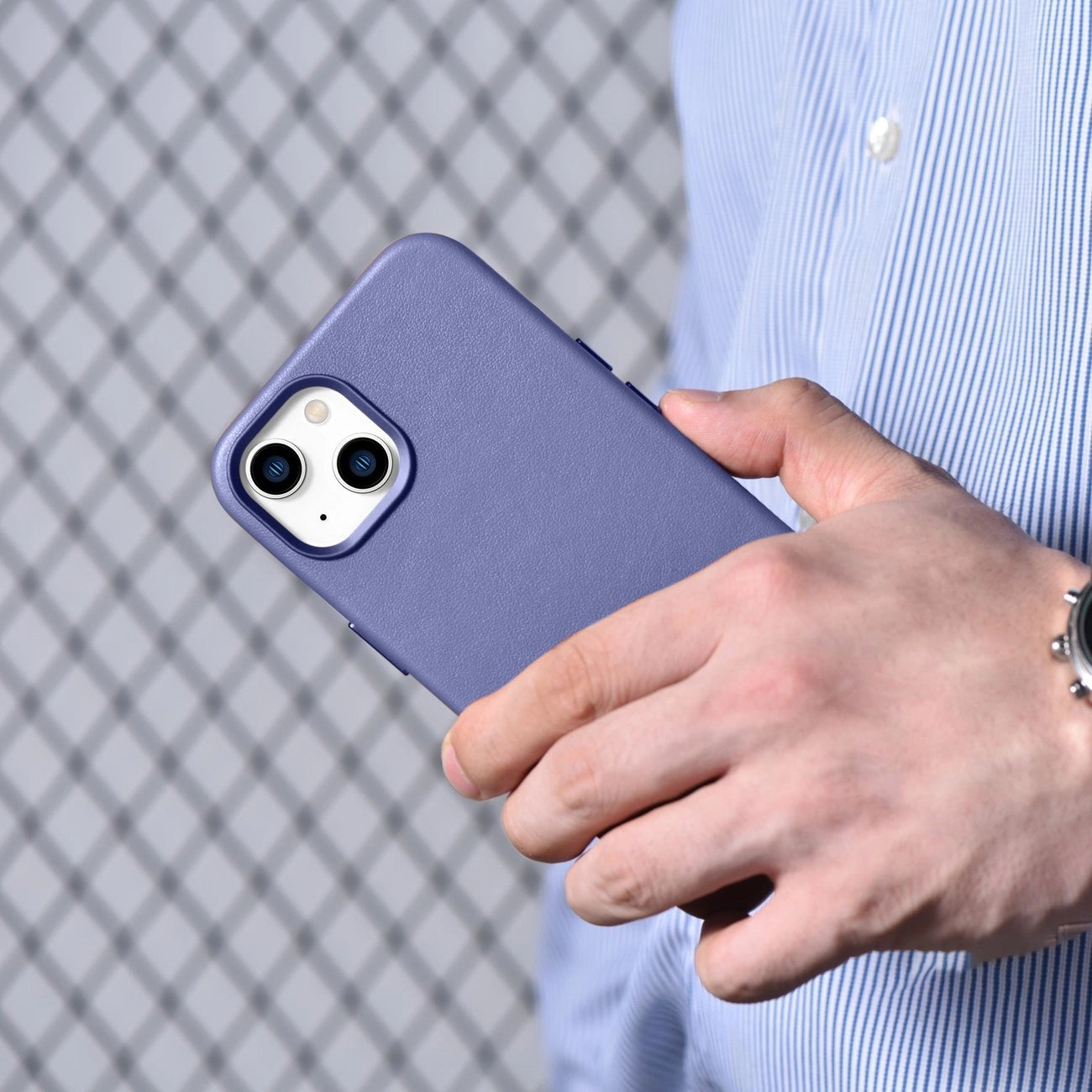iCarer Case Leather Cover Genuine Leather iPhone 14 Plus Light Purple (MagSafe Compatible)_20