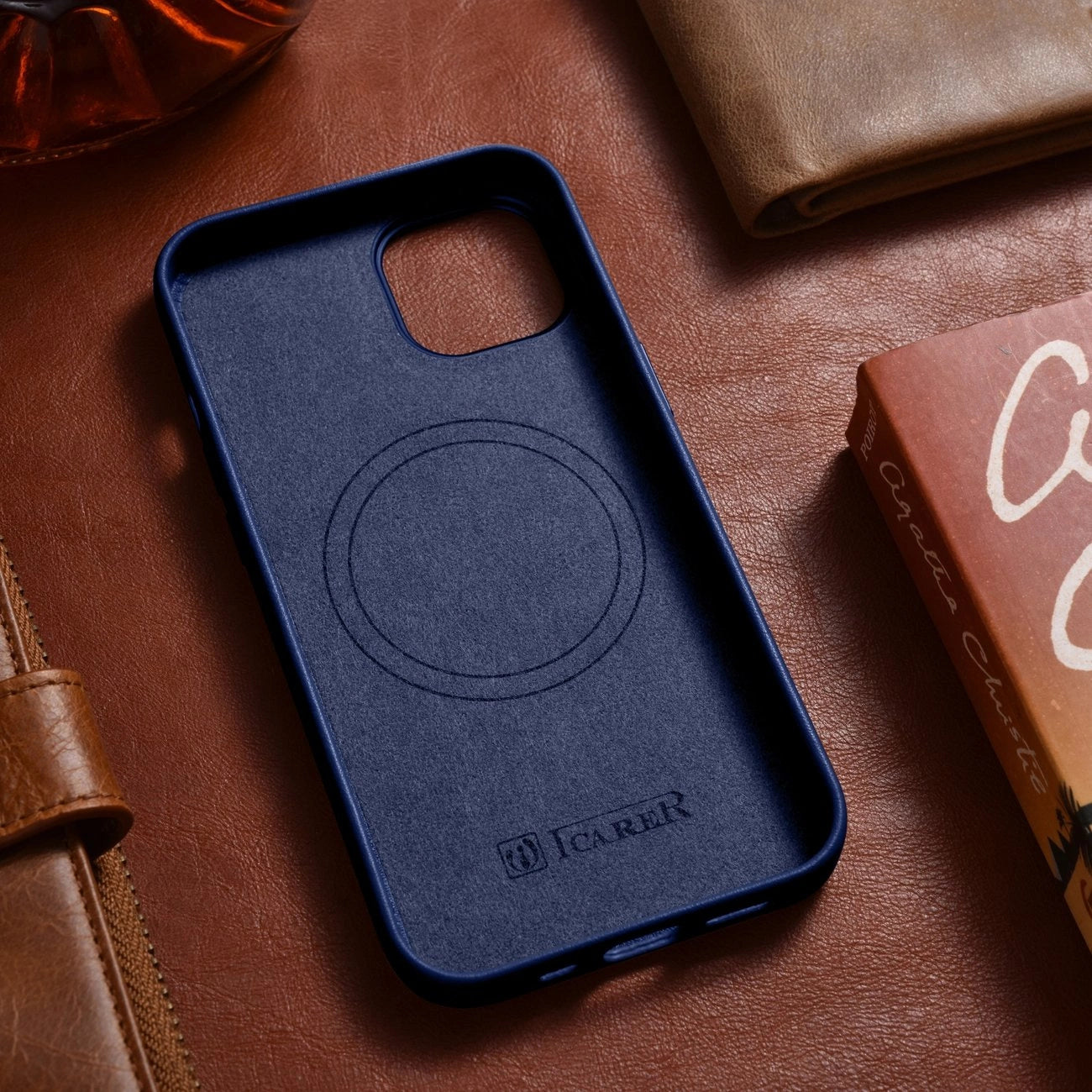 iCarer Case Leather cover for iPhone 14 Plus genuine leather case blue (compatible with MagSafe)_13