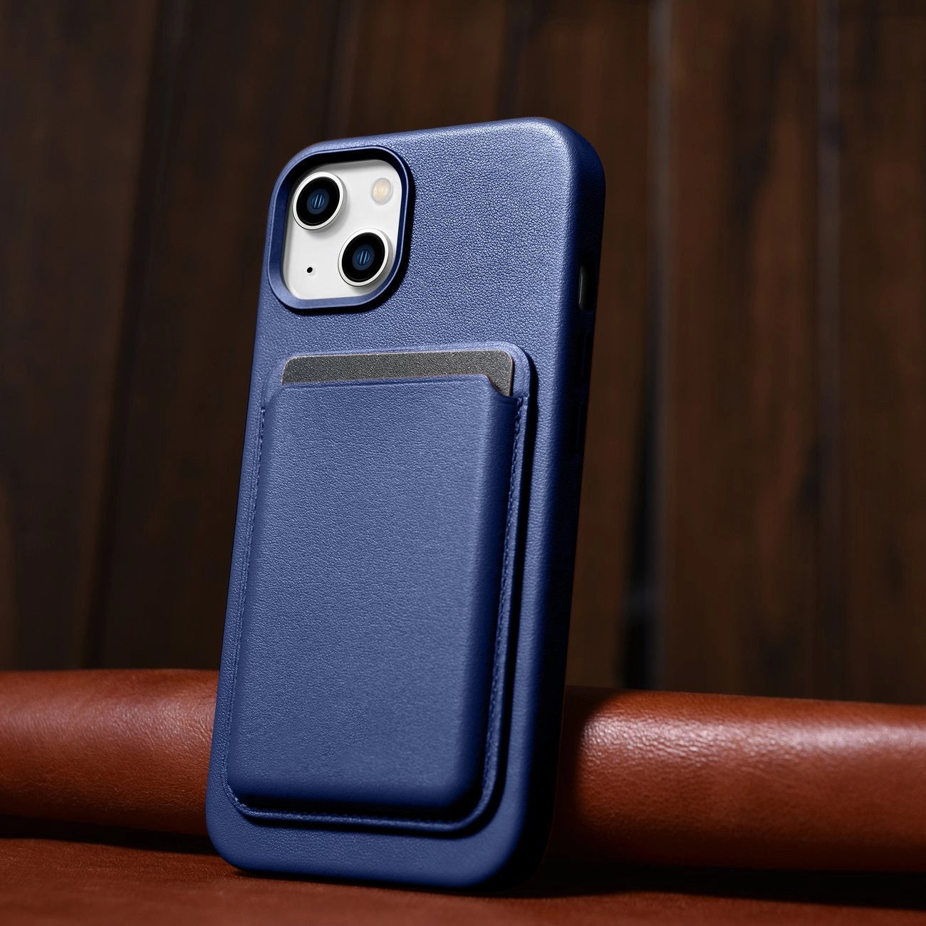 iCarer Case Leather cover for iPhone 14 Plus genuine leather case blue (compatible with MagSafe)_14
