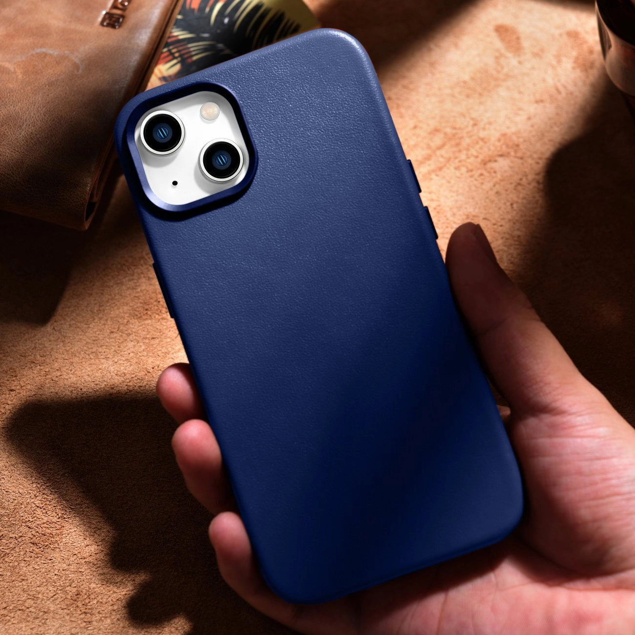 iCarer Case Leather cover for iPhone 14 Plus genuine leather case blue (compatible with MagSafe)_16