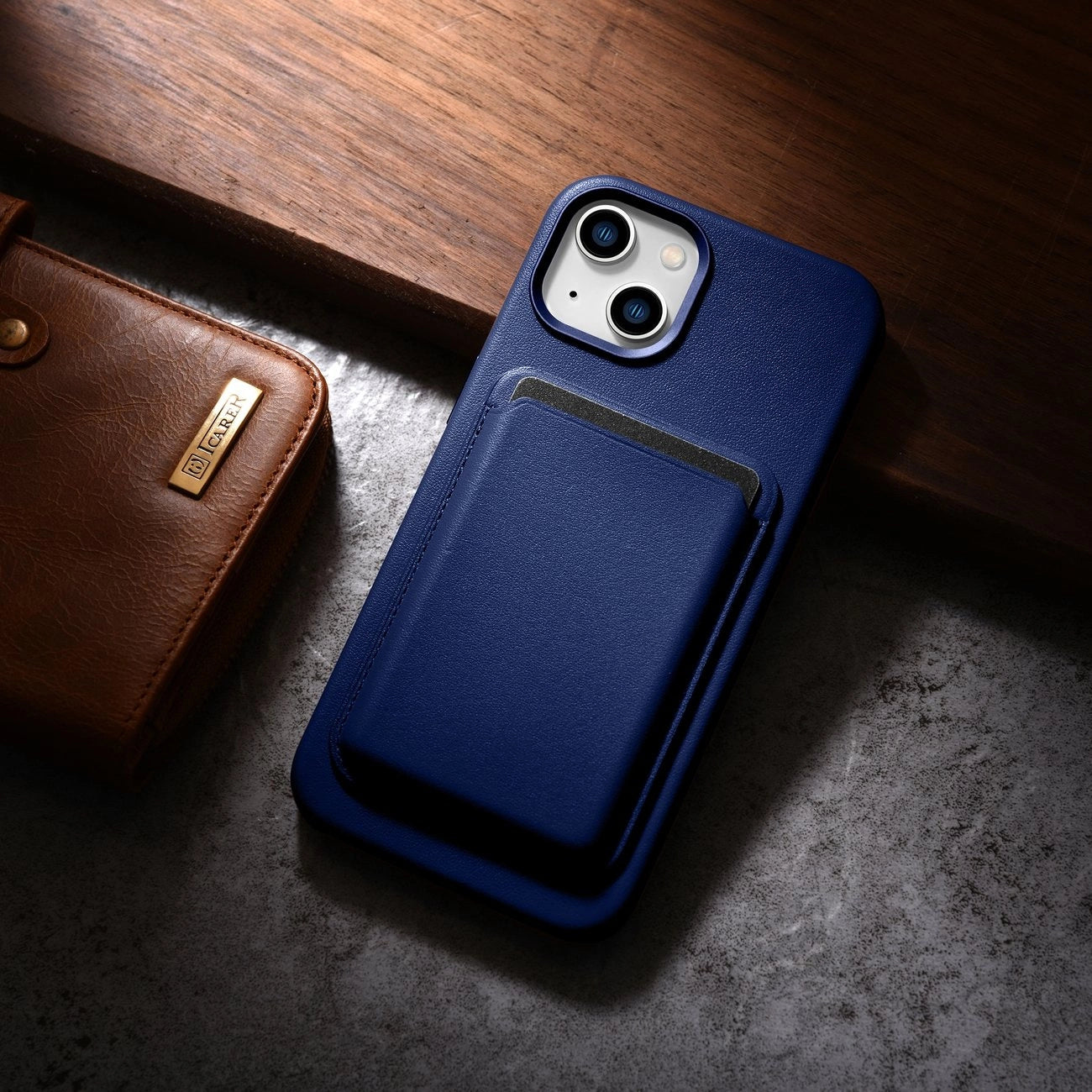 iCarer Case Leather cover for iPhone 14 Plus genuine leather case blue (compatible with MagSafe)_17