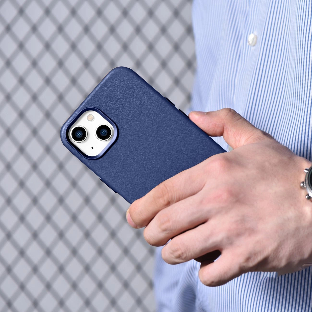 iCarer Case Leather cover for iPhone 14 Plus genuine leather case blue (compatible with MagSafe)_19