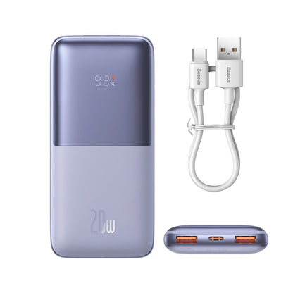 Baseus Bipow Pro Power Bank 10000mAh 20W Purple with USB Type A - USB Type C 3A 0.3m Cable (PPBD040205)_1