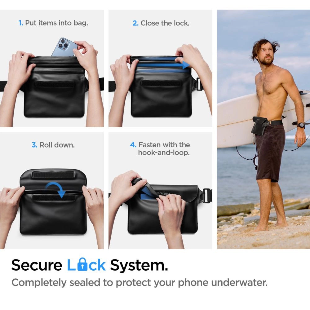 Spigen Aqua Shield A621 Waterproof Hip Bag + Floating Case - Black_10