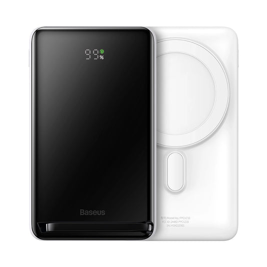 Baseus Magnetic Bracket powerbank with wireless charging MagSafe 10000mAh 20W Overseas Edition white (PPCX000202) + USB Type C cable Baseus Xiaobai Series 60W 0.5m_0