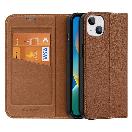 Dux Ducis Skin X2 case for iPhone 14 Plus case with magnetic flap brown_0