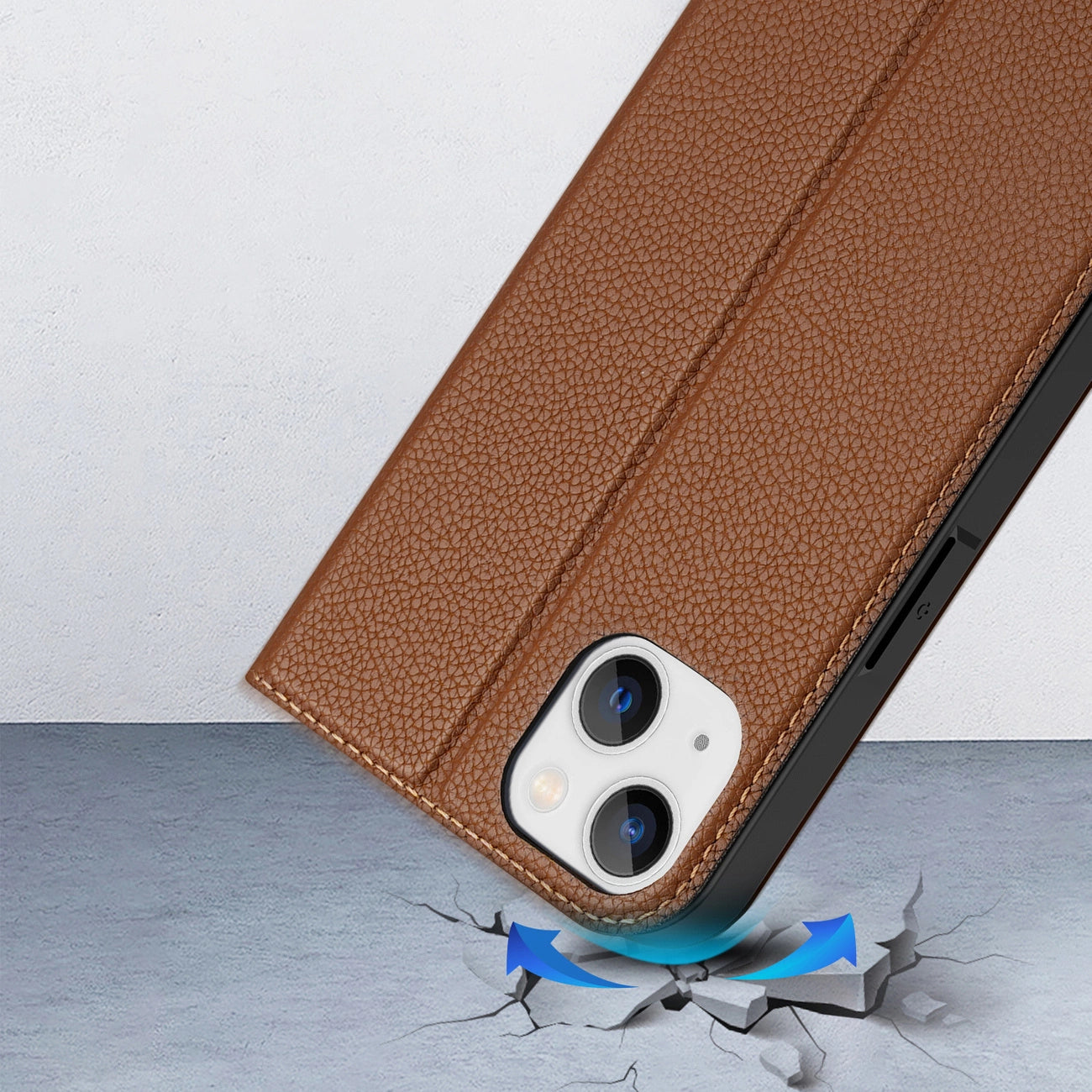 Dux Ducis Skin X2 case for iPhone 14 Plus case with magnetic flap brown_11