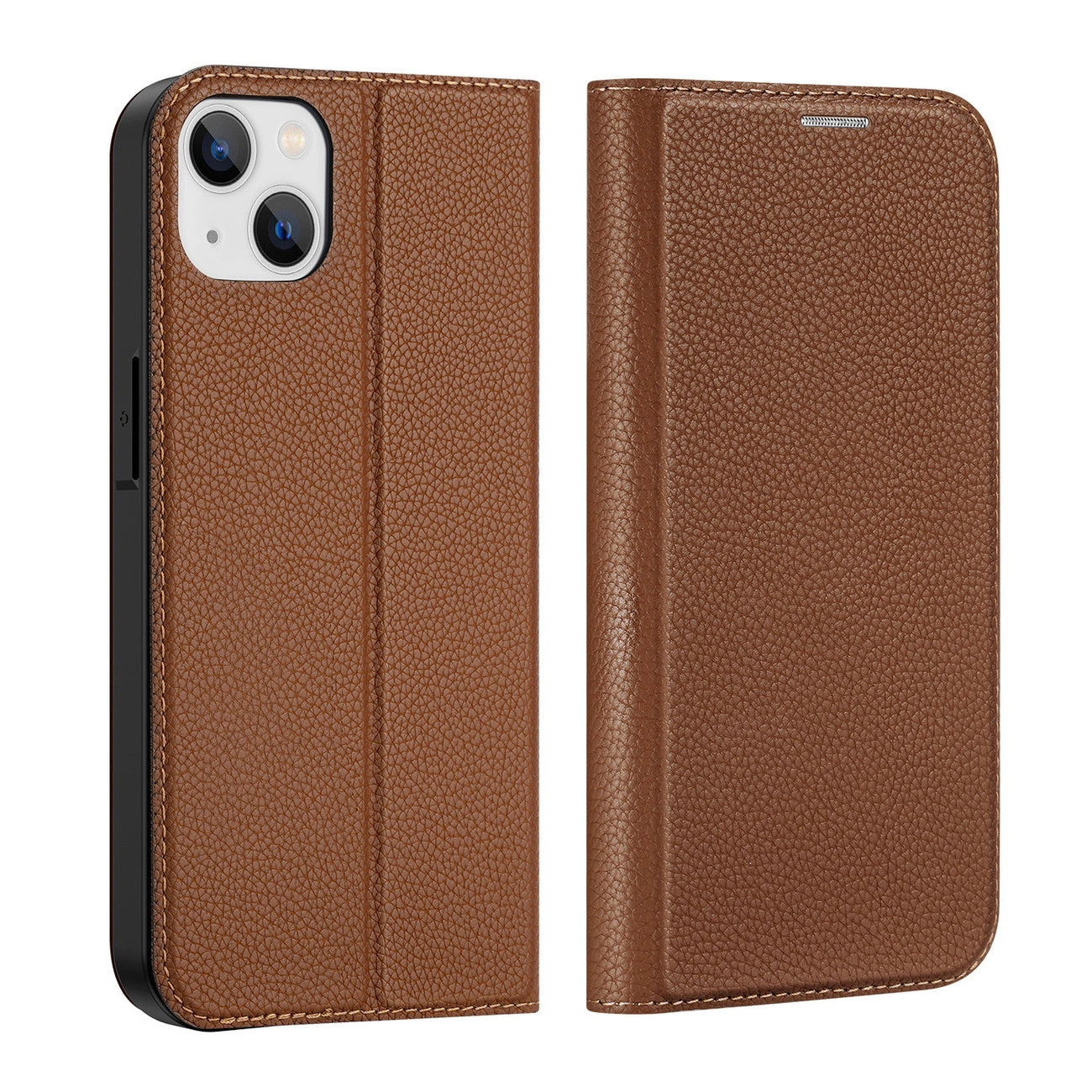 Dux Ducis Skin X2 case for iPhone 14 Plus case with magnetic flap brown_1