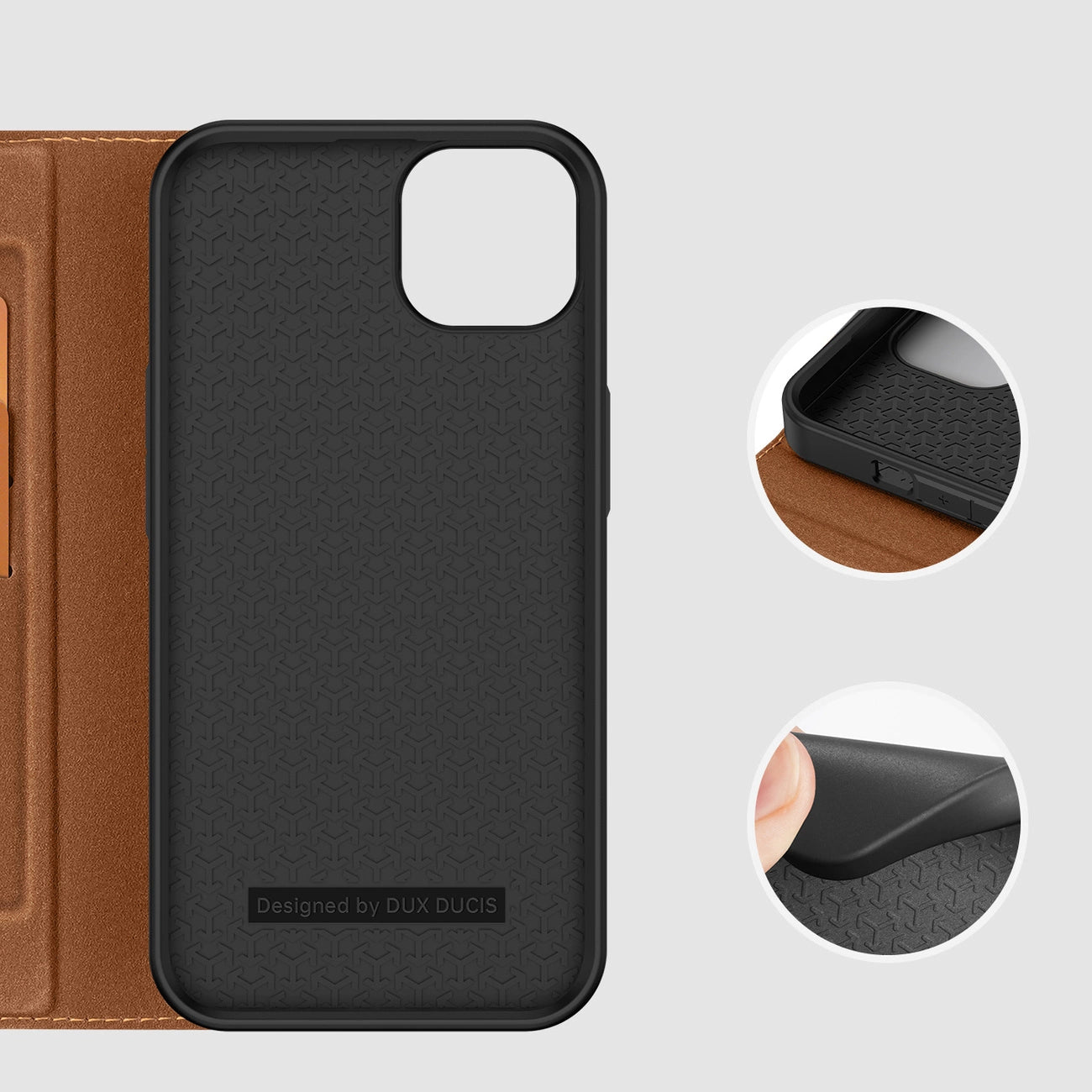 Dux Ducis Skin X2 case for iPhone 14 Plus case with magnetic flap brown_9