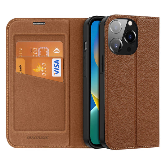 Dux Ducis Skin X2 case for iPhone 14 Pro case with magnetic flap brown_0