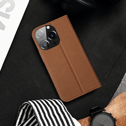 Dux Ducis Skin X2 case for iPhone 14 Pro case with magnetic flap brown_5