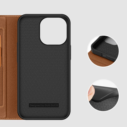 Dux Ducis Skin X2 case for iPhone 14 Pro case with magnetic flap brown_9