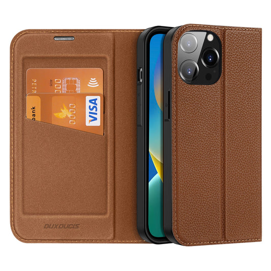 Dux Ducis Skin X2 case for iPhone 14 Pro Max case with magnetic flap brown_0