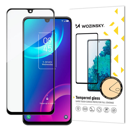 Wozinsky Super Durable Full Glue Tempered Glass Full Screen With Frame Case Friendly TCL 30 5G Black_0