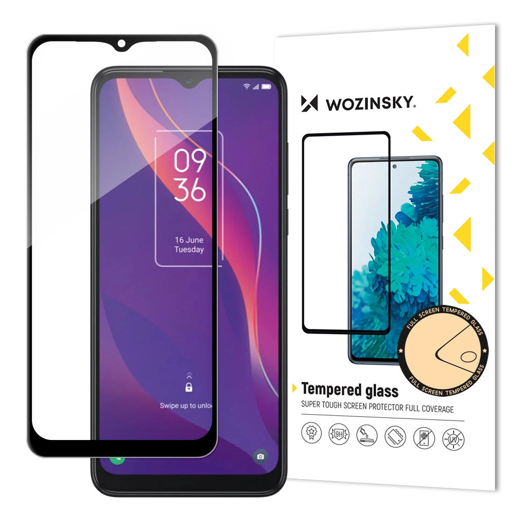 Wozinsky super tough Full Glue tempered glass full screen with frame Case Friendly TCL 306 black_0
