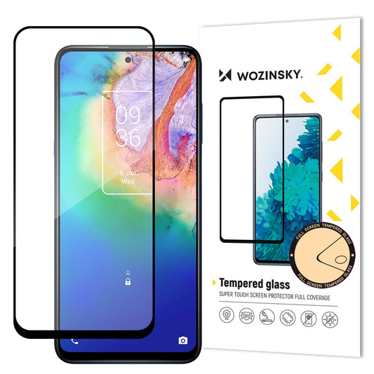 Wozinsky Super Tough Full Glue Tempered Glass Full Screen With Frame Case Friendly TCL 20 5G Black_0